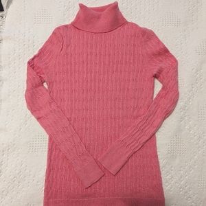 Talbots Pink Knit Turtleneck Sweater, Petite Small